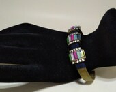 STELLA DOT Antique Gold Tone Rhinestone Cuff Bracelet
