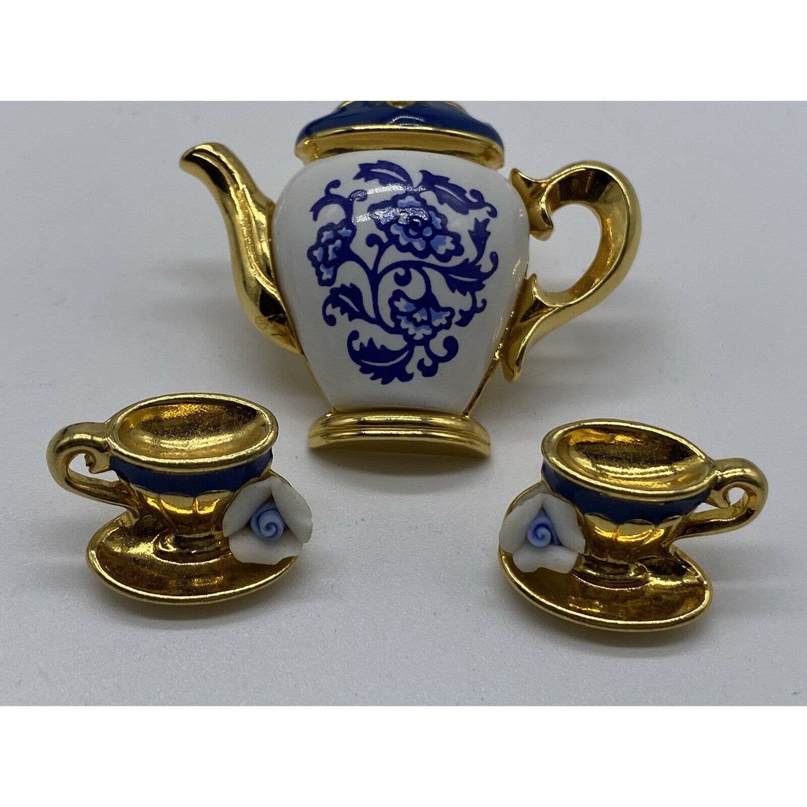 Vintage Avon Blue & Gold Teapot Cup Saucer Pin Brooch and Etsy