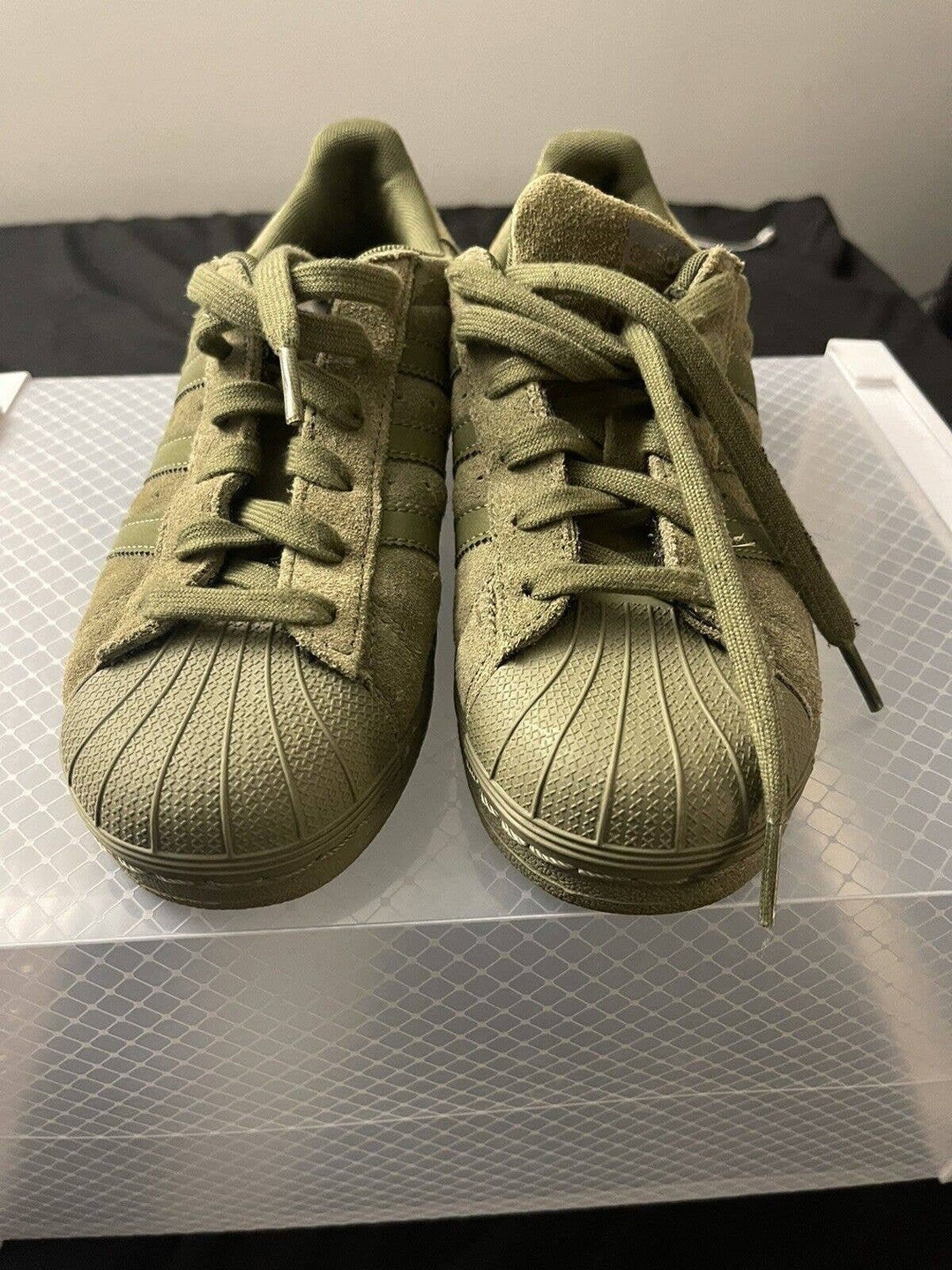 ADIDAS Superstar Olive Green Suede Shelltoe Sneakers Shoes - Etsy