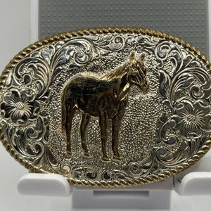 San Marcos Crumrine Jewelers Horse Belt Buckle Silver & Gold - Etsy