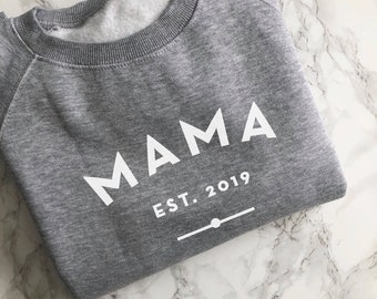 Personalised Heather Grey Mama Sweatshirt Jumper Pullover Custom New Mum Mummy Baby Shower Gift