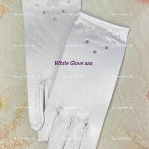 First 1st Holy Communion Gloves White Florals and Rhinestones
