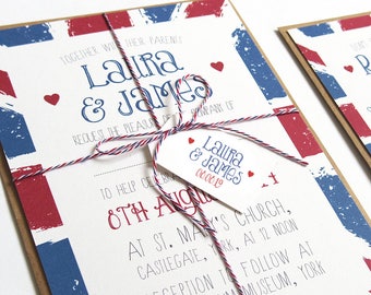 London Wedding Invitation - Union Jack, British Flag, United Kingdom, UK Destination wedding, England, London Town, SAMPLE