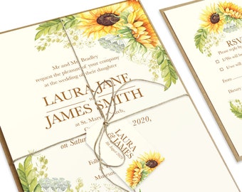 Rustic Sunflower Wedding Invitation, Rustic Wedding, Country Wedding Invite, Sunflowers, Sunflower Invite, SAMPLE