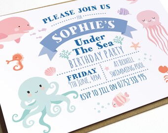 Birthday Invitation Christening Mitzvah Baby Shower - Under The Sea