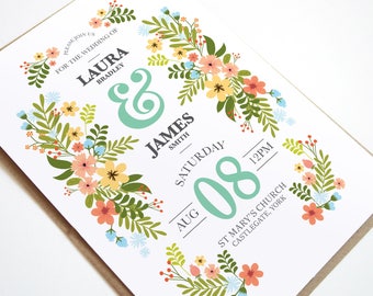 Floral Type Wedding Invitation, Floral Invitations, Flower Wedding, Country Wedding, Vintage Floral, Invites, Botanical, Stationery - SAMPLE