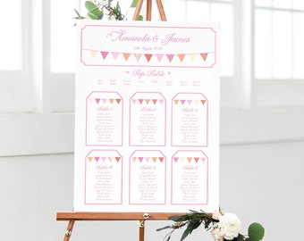 Pretty Bunting Wedding Table Plan, Seating Plan, Seating chart, Wedding Bunting, Floral Bunting, A2 Printed or PDF