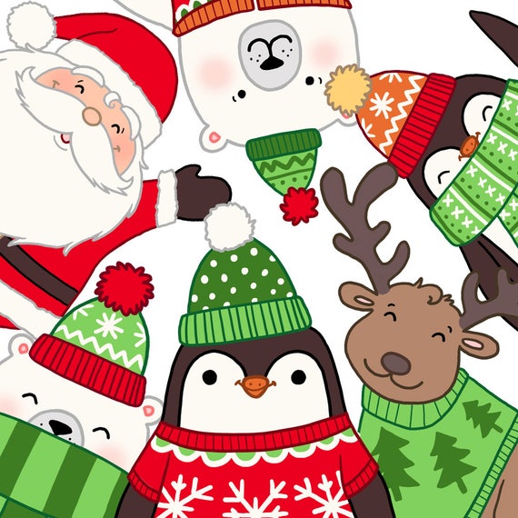 Christmas Clip Art Cute Characters Christmas Set Digital - Etsy