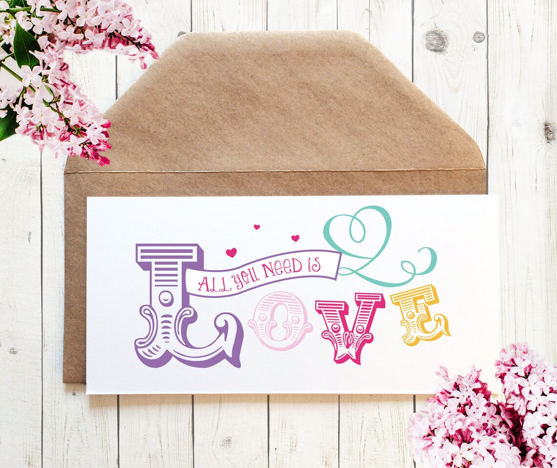 All You Need is Love Wedding Invitation Colourful Wedding Etsy UK
