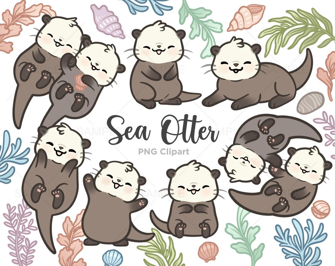 Sea Otter Clipart, Otter Clipart, Otter Illustration, Cute Otters, Sea ...