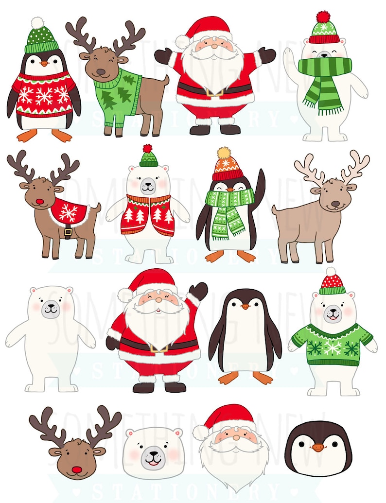 Christmas Clip Art Cute Characters Christmas Set Digital - Etsy