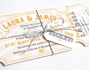 Circus Ticket Wedding Invitations - Fun Fair, Carnival, Colourful Invitations, Ticket Invitations, Ticket Style Invite, SAMPLE