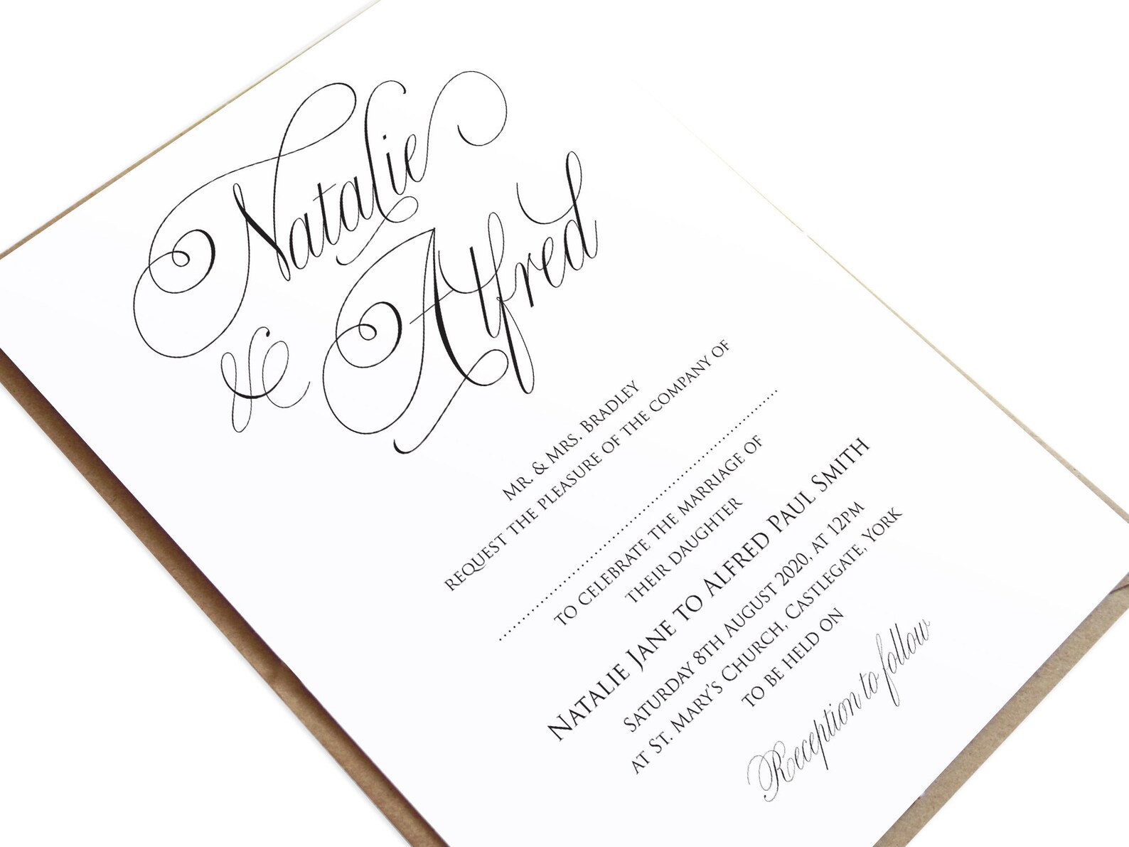 Elegant Script Wedding Invitation Calligraphy Invitations Etsy UK