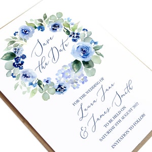 Navy Rose Wedding Invitations, Geometric Navy Wedding Invitations, Watercolour Floral, Blue Wedding, Blue Rose, Watercolour roses SAMPLE image 8