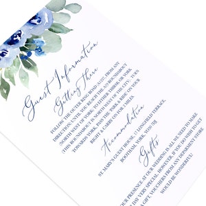 Navy Rose Wedding Invitations, Geometric Navy Wedding Invitations, Watercolour Floral, Blue Wedding, Blue Rose, Watercolour roses SAMPLE image 6