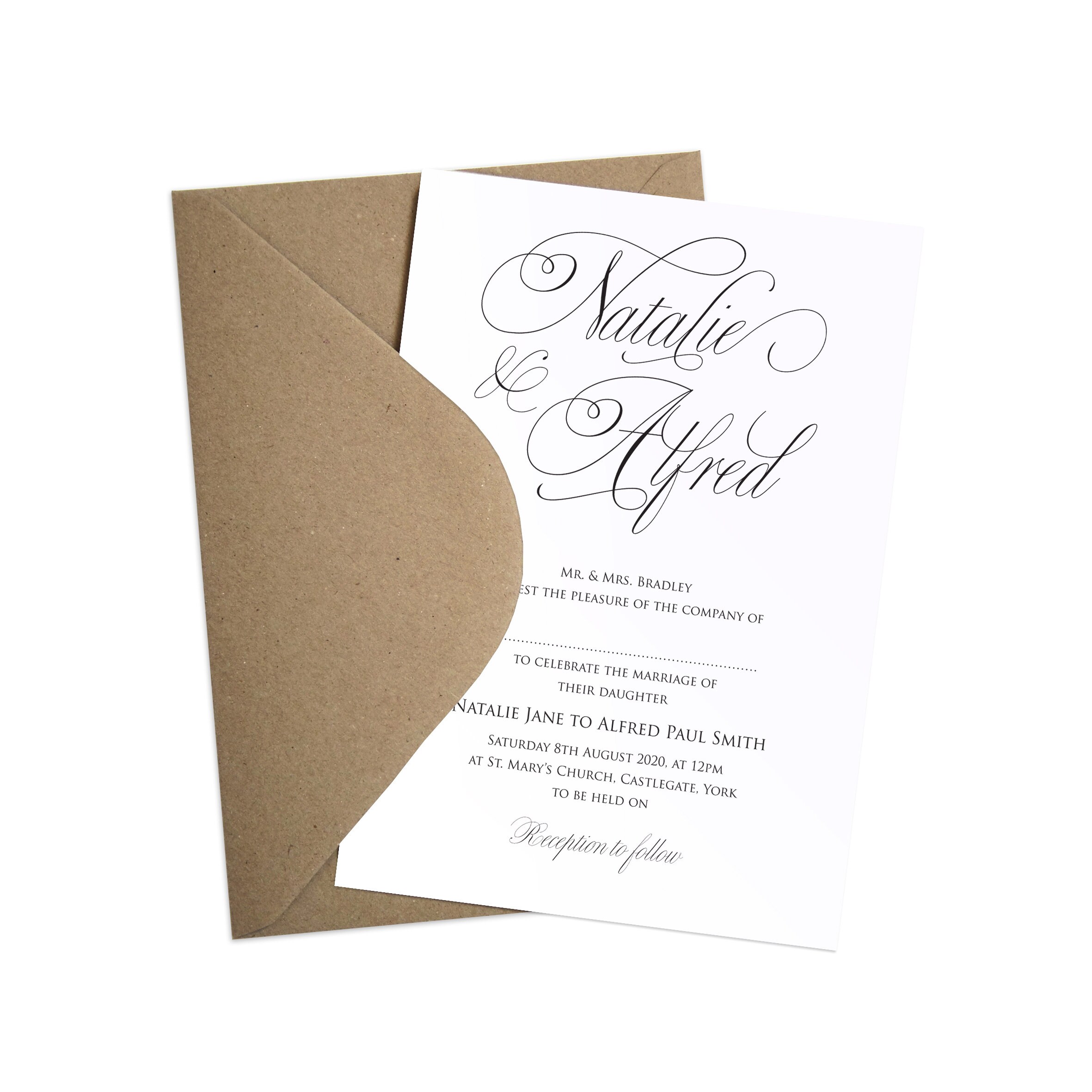 Elegant Script Wedding Invitation Calligraphy Invitations Etsy UK