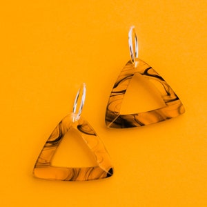 Large triangle and sterling silver hoop earrings - different colour combinations available - acrylic triangle earrings