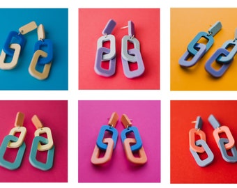Chunky chain Pastel Acrylic Earrings - laser cut perspex for a retro and vintage vibe in contemporary colour combos