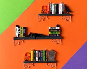 Halloween movie vhs shelf necklace, Shelfie necklace, Horror movie jewellery, Halloween acrylic jewellery, choose your own movies