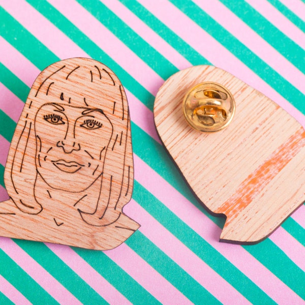 Anjelica Huston pin badge, brooch, film pin, lapel pin, movie pin, Wes Anderson fans