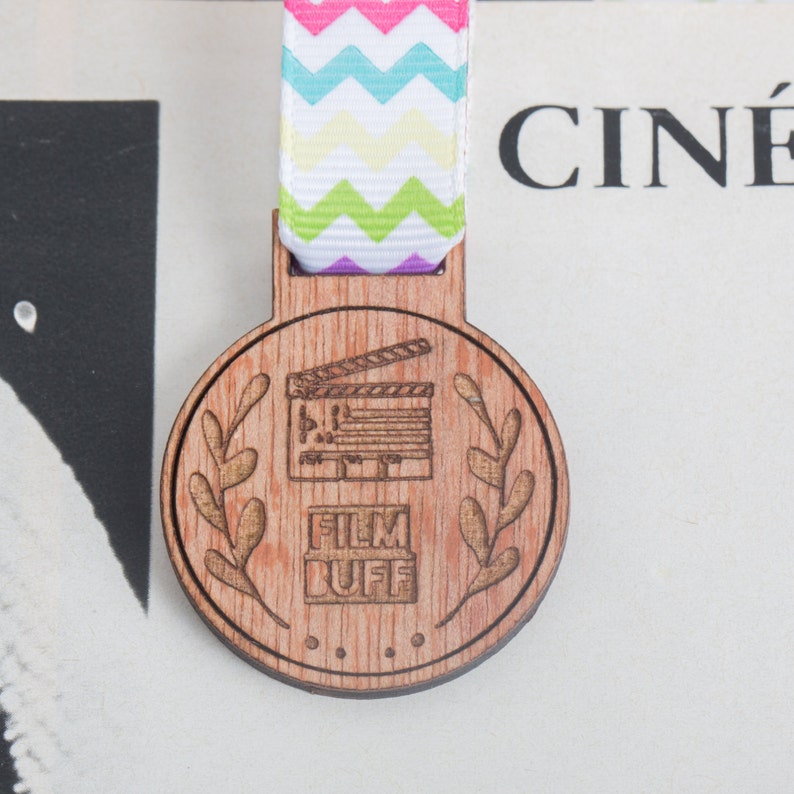 Film Buff Medal for Modern Achievements movie geek award / cinema medal / brooch / badge image 1