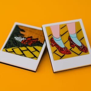 Wizard of Oz Polaroid Pin Brooch, Ruby Slippers Pin Badge, Wicked Witch Brooch