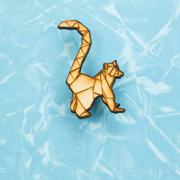 Origami Lemur pin badge - gift for lovers of Japan, paper folders, origami jewelry, japanese jewellery, madagascar badge