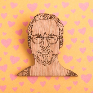 Ryan Gosling Wooden Brooch / Pin / Badge - Hey Girl - Frilly Film Club