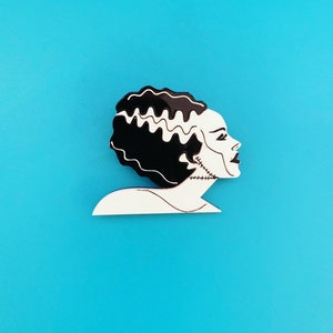 Bride of Frankenstein Brooch, Halloween Brooch, acrylic brooch, acrylic jewellery, halloween jewellery