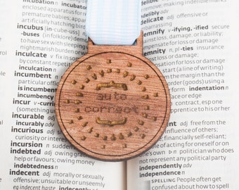 Auto-correct Medals for Modern Achievements ~ teacher, blogger, writer gift / grammar police medal / brooch / badge