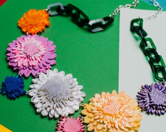 Chrysanthemum Statement Acrylic Necklace