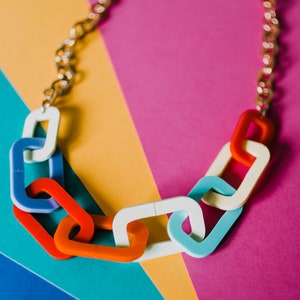 Acrylic Party Chain necklace, Chunky Chain Statement necklace - laser cut acrylic jewellery