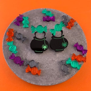 mirrored earring cat ear jackets Acrylic Halloween Cauldron earrings halloween ear jackets candy earrings sweet earrings