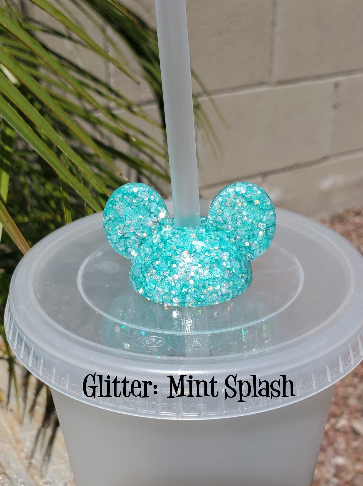 Custom Tumblers Disney Castle Epoxy Straw Topper Epoxy Glitter Tumblers