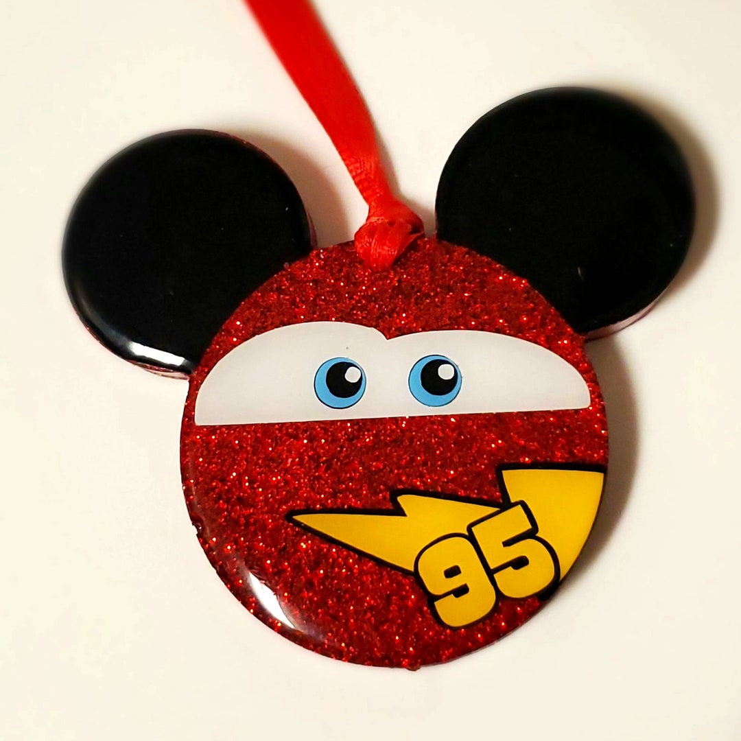 Glitter Mouse Shaped Christmas Ornament Red Race Car Inspired Etsy
