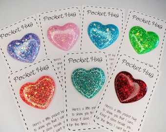 Pocket hug glitter heart Personalized Thoughtful gift Thinking of You