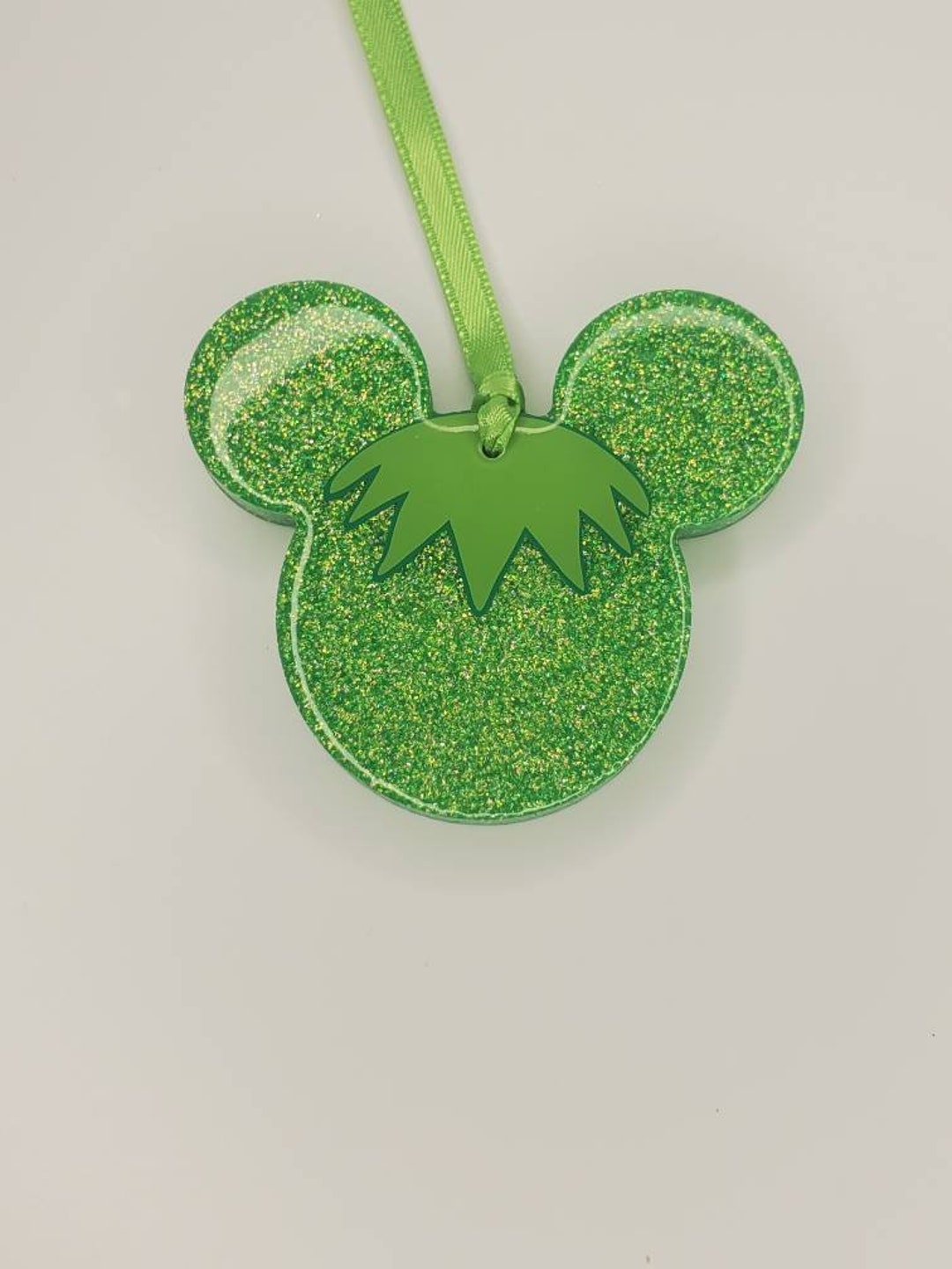 Glitter Mouse Shaped Christmas Holiday Ornament Cute Green Etsy