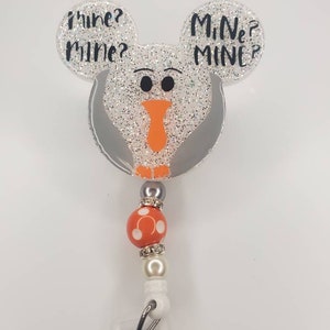 Mouse shaped retractable permanent badge reel mine seagull bird inspired badge holder