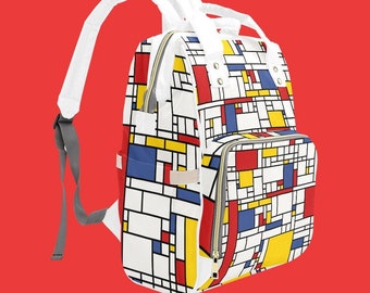 Unisex Backpack, Women's Backpack, Mondrian BackPack, Women's Bags, Retro inspired Backpack,60s style bag,Vintage style backpack,Fashion bag