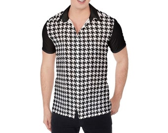 Men's retro shirt,  mens, Houndstooth Shirt Men, men's shirt vintage, Men's vintage shirt, Men's Button Down Shirt, Men's Dress Shirt