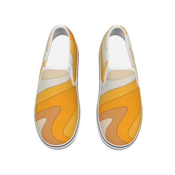 Retro Orange Men's Loafers,Retro Shoes Men,Men's Slip On Shoes,Men's Casual Shoes,Custom Made Shoes,Retro 70s Shoes Men,70s Style Mens Shoes