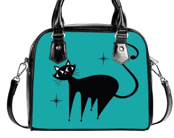 50s Retro Cat Handbag, Retro Bag, Retro Handbag, Cat Purse, Turquoise Handbag,  Women's Bags, Women's Purse, Cat Handbag, Small Handbag