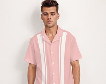 60s Shirt Style Men, Retro Shirt Men, Vintage Style Bowling Shirt
