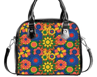 Women's Handbag, Retro Handbag, 60s 70s Style Purse, Mod 60s, 60s Style Purse, Floral Handbag, Hippie Purse, Vintage style handbag