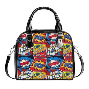 Womens Handbags, Pop Art Bag, Pop Art Print Purse, Comic Print Purse, Retro Handbag, Retro purse, Pop Art Purse, Retro Pop Art Purse