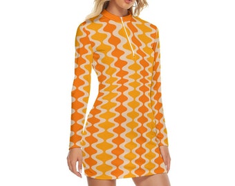 Mod Dress, 60s style dress, Go go mini dress, Vintage inspired dress, Yellow Shift Dress, Mod yellow dress, Yellow Orange geometric dress