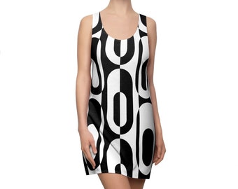 Mod 60s Dress, Mod Dress, Vintage 60s Style Dress, Vintage inspired Dress,GO GO dress, 60s Black Dress,Black and White Dress,Geometric Print