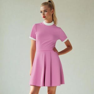 60s Dress Style, 60s Mod Pink Turtleneck Dress | Vintage inspired A-Line Go-Go Dress | Retro Mod Dress, Vintage Style Dress