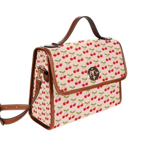 Cherry Handbag, Retro Handbag, Red cherry handbag, Retro Satchel, Cute handbag, Cherry Print Bag, Pink Red handbag, Women&#39;s Purses