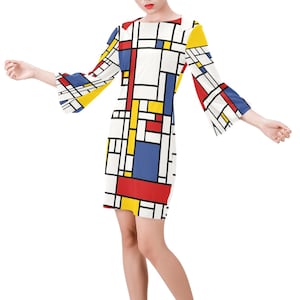 Mod Dress, Retro Dress, Vintage Style Dress, Mondrian Dress, Mod 60s, 60s Shift Dress, Vintage style dress, Geometric dress , Red Blue Dress